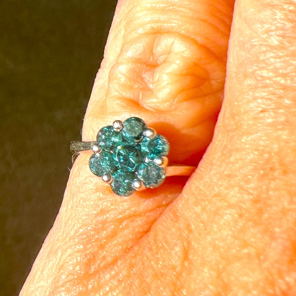 White Gold Blue Diamond Ring